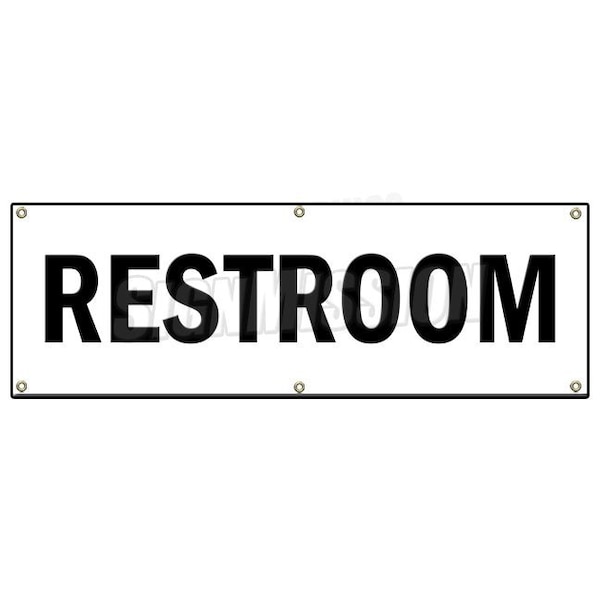RESTROOM BANNER SIGN john stall water closet ladies room bathroom